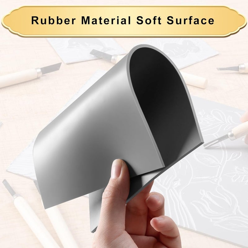 WSICSE 4Pcs Linoleum Blocks for Printmaking,8 x 10 Inch Linoleum Carving Tools Rubber Carving Blocks for Engraving Art Project Stamp Making - Image 3